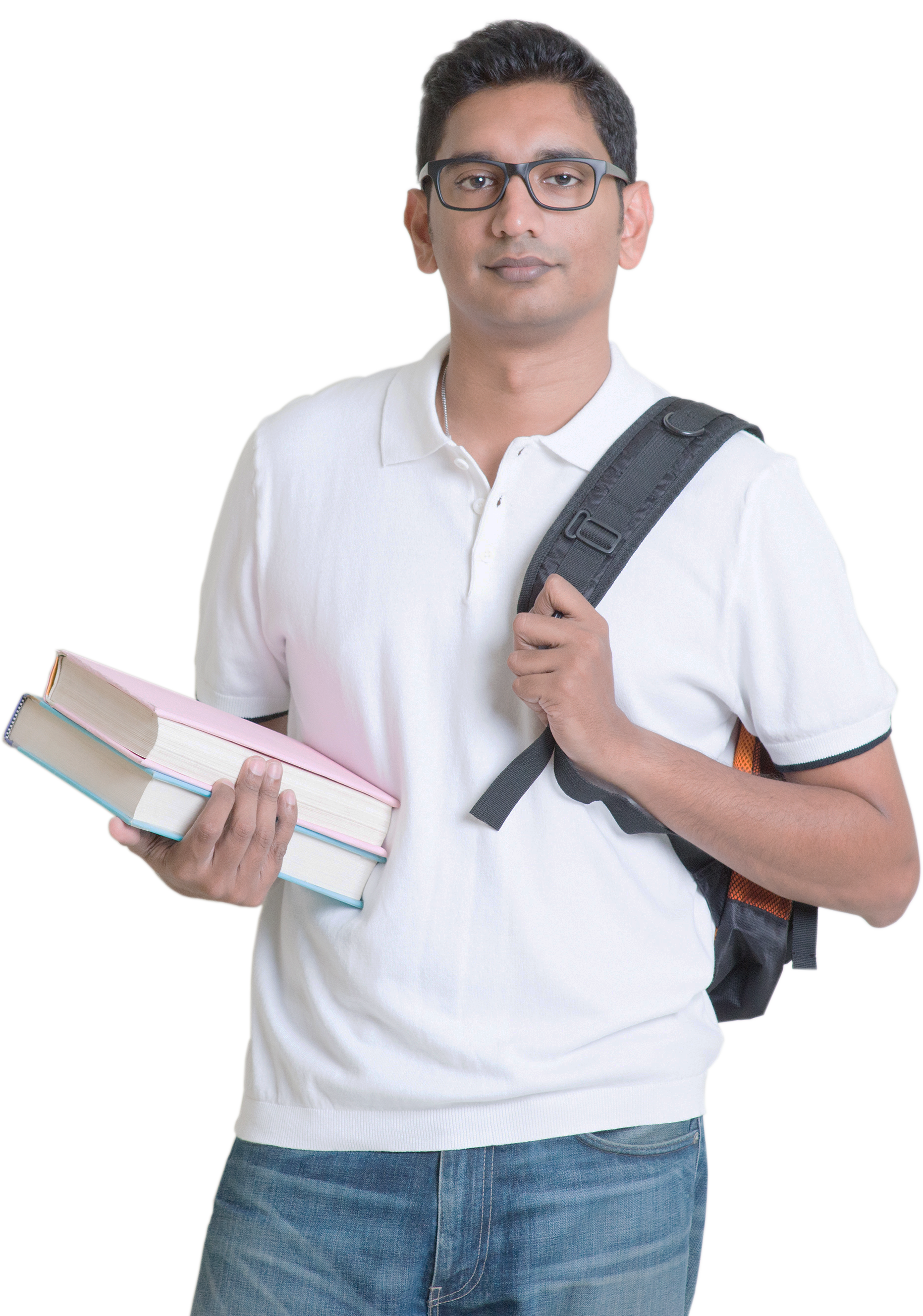 Estudante com mochila e livros